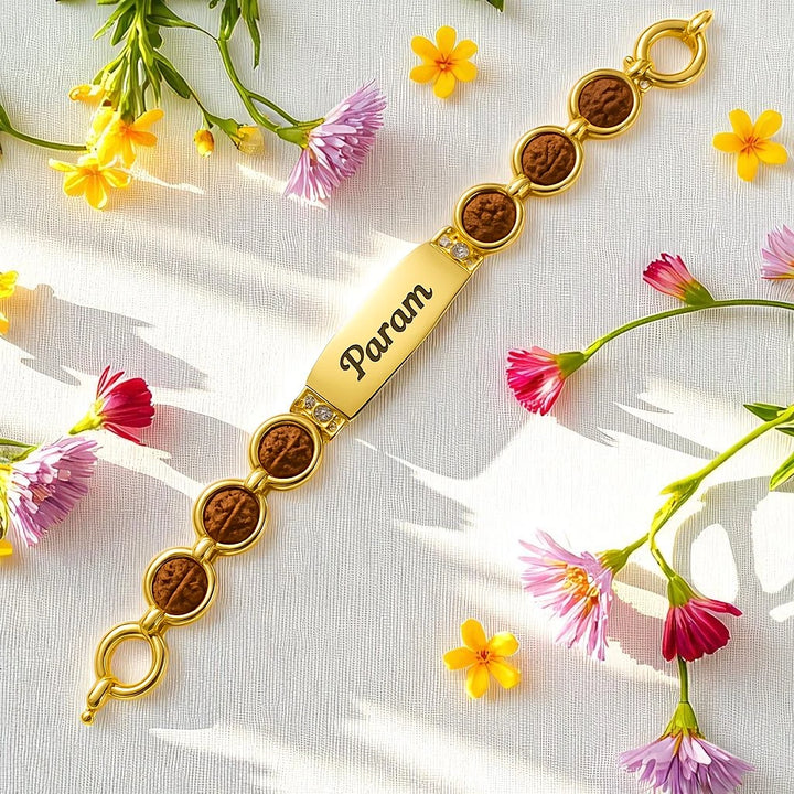 Personalised Name Rakhi – Golden Elegance Edition